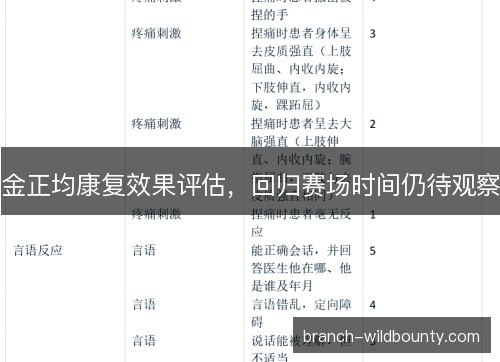 金正均康复效果评估,回归赛场时间仍待观察 金正均康复效果评估,回归赛场时间仍待观察